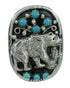 Southwest Sterling Silver Bear Turquoise Ring Size 4-1/4 RX85703